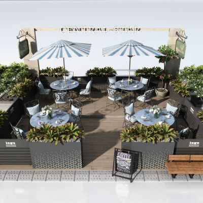 现代户外商业外摆