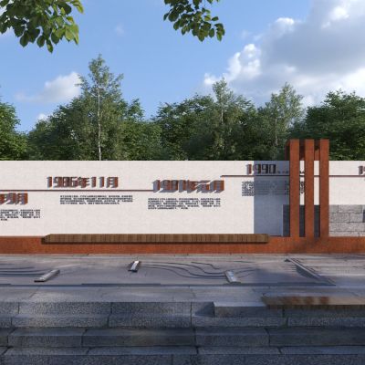 新中式历史文化景墙围墙3D模型