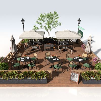 现代户外商业外摆