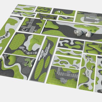 现代园林景观地形集合3D模型
