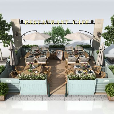 现代户外商业外摆 