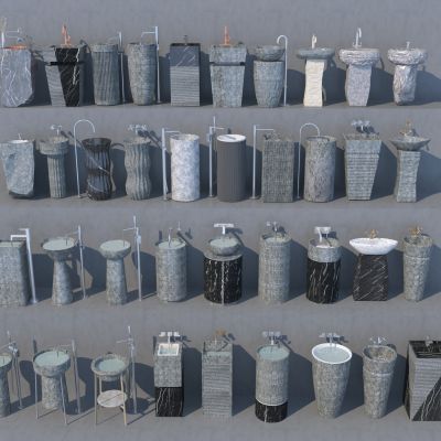 现代石槽洗手盆3D模型