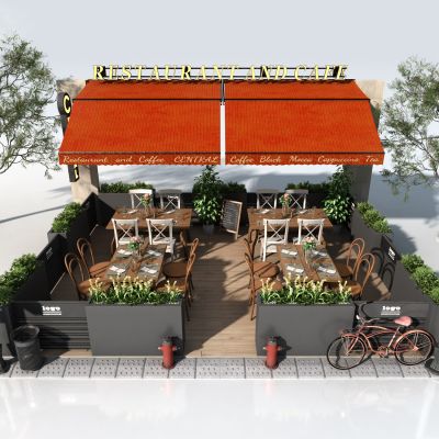 现代户外商业外摆