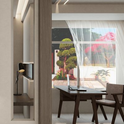 轻奢奶油原木风隔断玄关