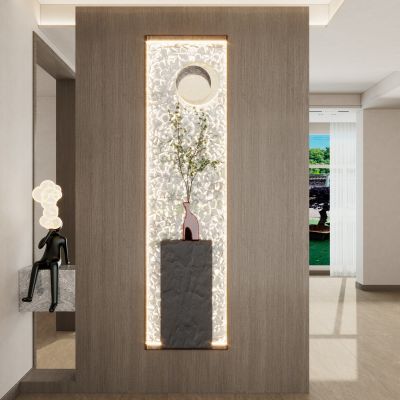 轻奢奶油原木风隔断玄关