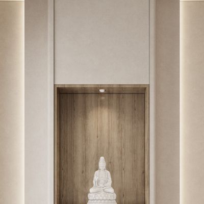 新中式奶油简约风隔断玄关