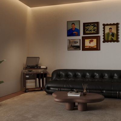 北欧客厅 沙发茶几 挂画 边几