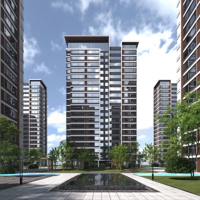 现代建筑外观公园景观