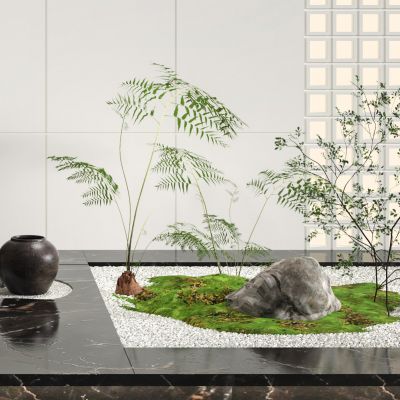 现代造景景观树罐子组合3D模型