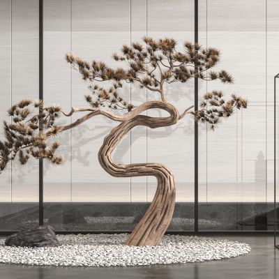 新中式仿真松树雕塑装置