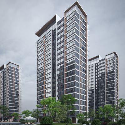 现代建筑写字楼园林景观