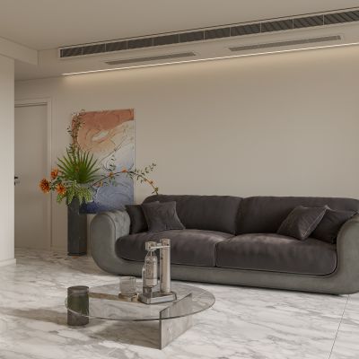 诧寂风客厅 沙发茶几摆件 绿植 挂画