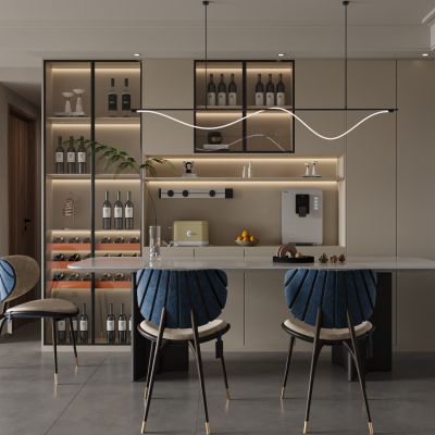 现代餐厅 餐桌椅组合 吊灯