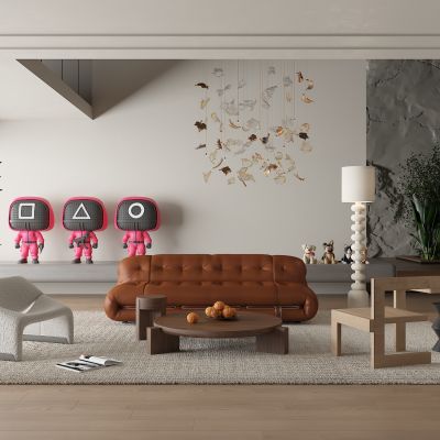 现代客厅 沙发茶几组合3D模型