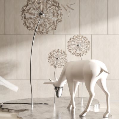 现代鹿雕塑装置 