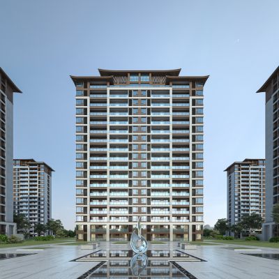 现代建筑景观公园高层