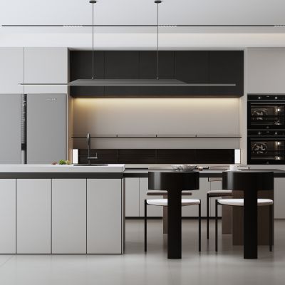 现代家居餐厅，餐边柜，酒柜，餐桌