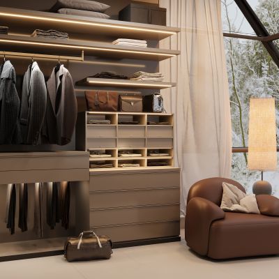 现代开放式衣柜