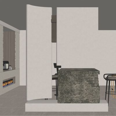 奶油诧寂风斯卡帕叠级岛台隔断玄关