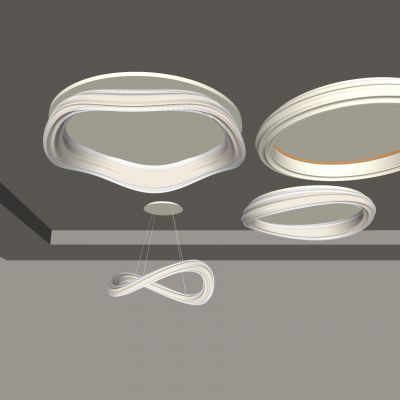 su现代简约大气高档客厅灯 奶油风卧室灯 吸顶灯 圆形几何形灯具组合