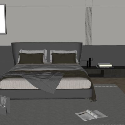 现代卧室 床 床头柜