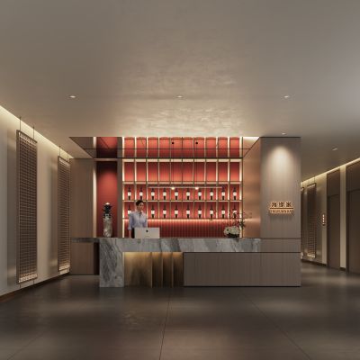 酒店大厅_装饰品摆件_雕塑_屏风隔断1_植物_11122