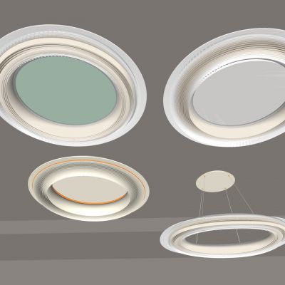 现代简约  大气高档客厅灯 奶油风卧室灯 轻奢吸顶灯 圆形灯具组SU模型