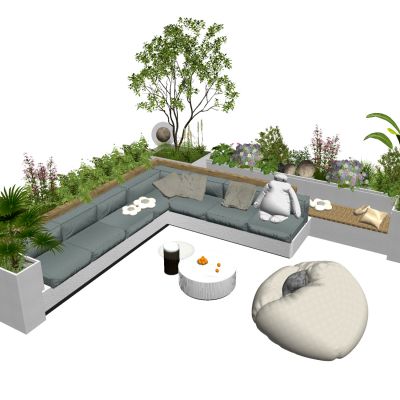 SU现代庭院座椅 景观小品 庭院沙发 景观座椅