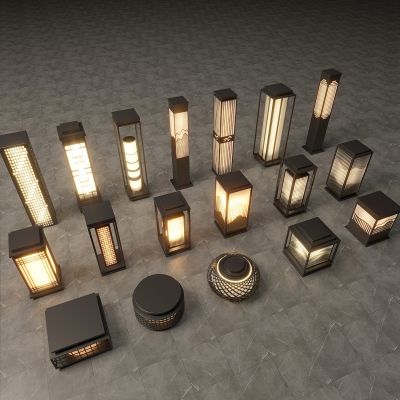 新中式景观灯 现代户外灯 景观灯组合 草坪 草地路灯 花园室外 庭院灯