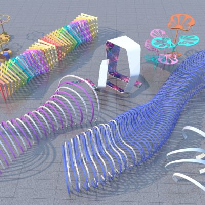 现代景观小品 异形廊架3D模型