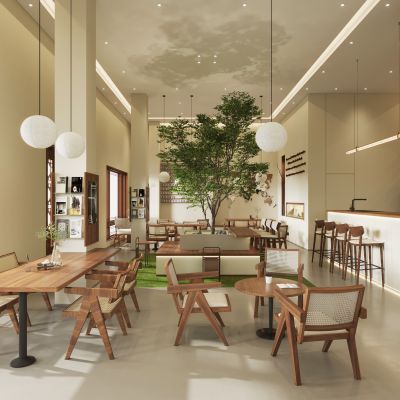 现代侘寂风咖啡店
