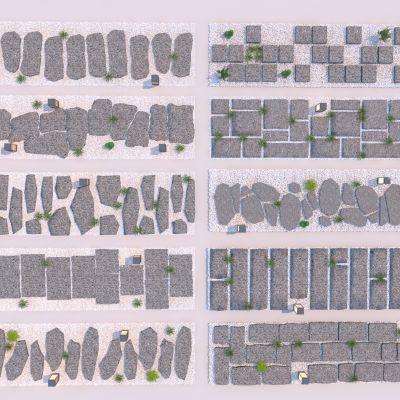 新中式汀步_园林道路3D模型