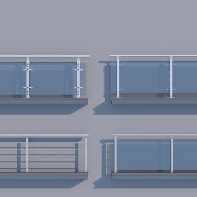 现代玻璃栏杆3D模型