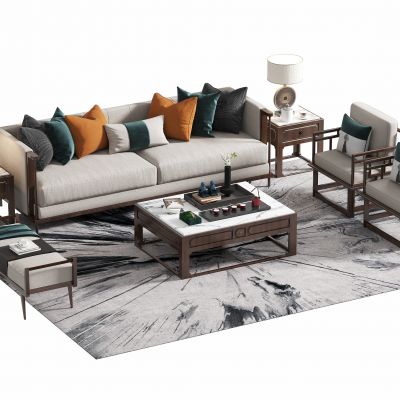 新中式客厅组合沙发