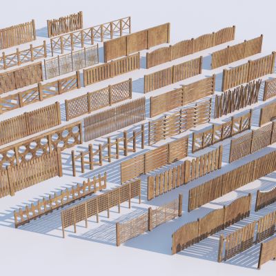 现代木质篱笆墙 木栏杆合集