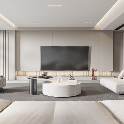 现代客厅 无主灯客厅 沙发组合 茶几组合 饰品摆件