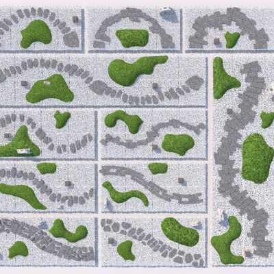 现代庭院汀步组合3D模型
