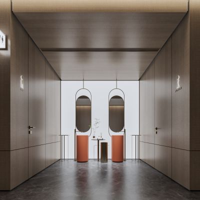 现代公共卫生间 洗手盆