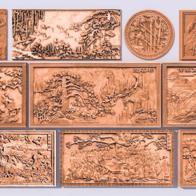 中式文化浮雕3D模型