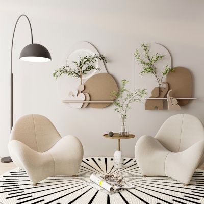 现代奶油风墙饰挂件装饰画挂画组合休闲椅落地灯