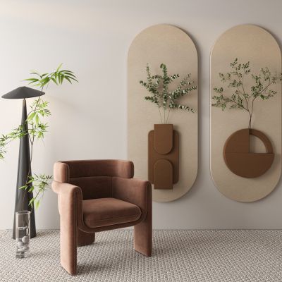 现代奶油风墙饰挂件装饰画挂画组合休闲椅落地灯