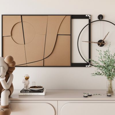 现代简约奶油风墙饰挂件装饰画钟表陈设品