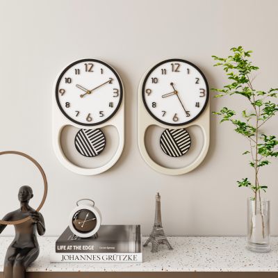 现代简约奶油风墙饰挂件钟表陈设品