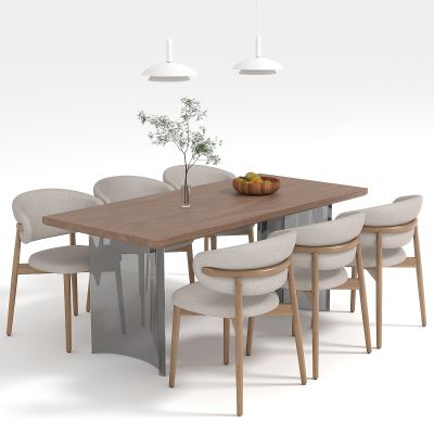 现代奶油风餐桌椅组合