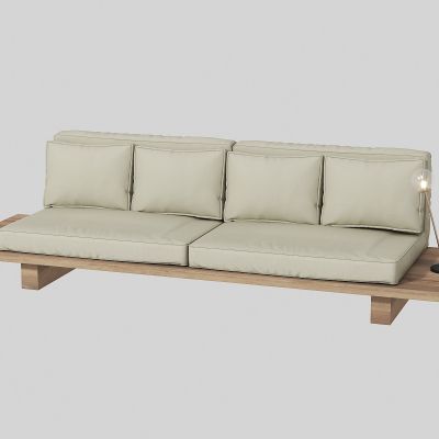 侘寂风实木休闲沙发