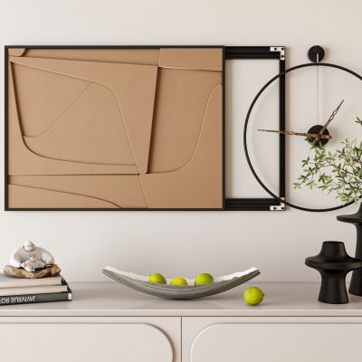 现代简约奶油风墙饰挂件装饰画钟表陈设品