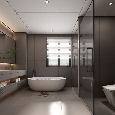 现代黑白灰卫生间