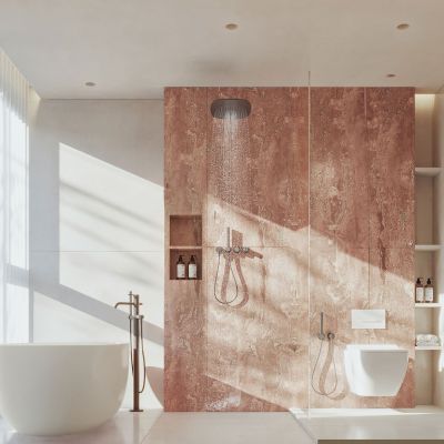 现代奶油风卫生间_红洞石