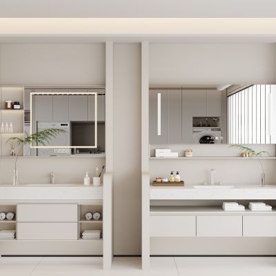 现代浴室柜 卫浴柜 镜子 镜柜 卫生间用品 龙头 洗手盆 卫浴摆件