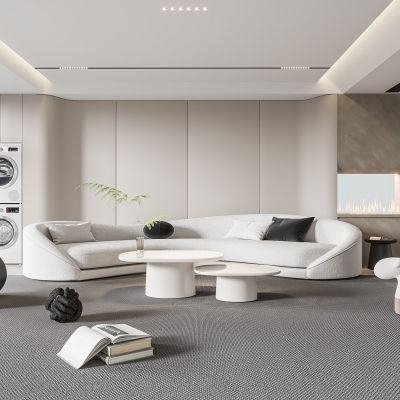 现代客厅 无主灯客厅 沙发组合 茶几组合 饰品摆件